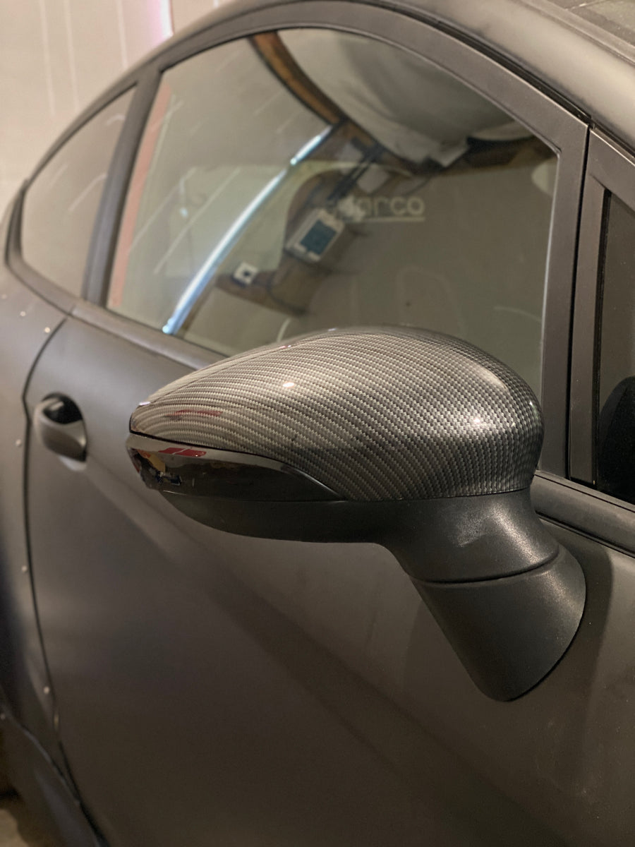 Zijspiegelkappen Voor Ford Voor Fiesta Voor MK7 2008-2013 2014 2015 2016 2017 Achteruitkijkspiegel Cover Cap Carbon Fiber Zwart Spiegelhoezen (Maat : Mat zwart