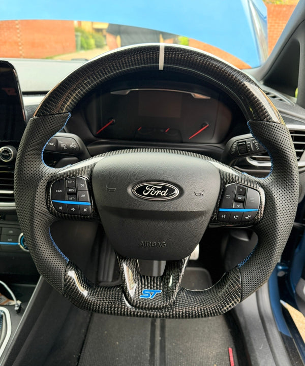 FORD FIESTA MK8 GENUINE CARBON FIBRE CUSTOM STEERING WHEEL